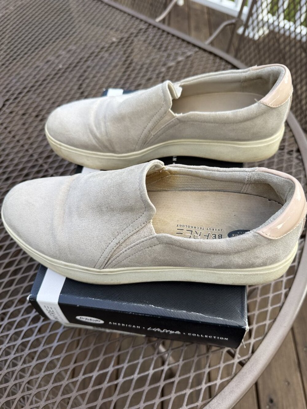 Dr. Scholl's Kinney Greige Suede Slip-On Platform Sneakers Size 10M